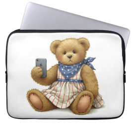 Vit samling. Nalle med iPhone av Na Laptop Fodral