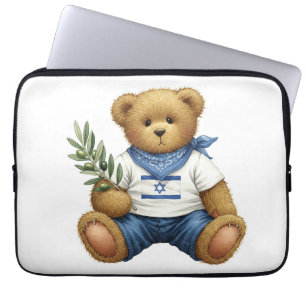 Vit samling. Teddy med den israeliska Flagga av Laptop Fodral