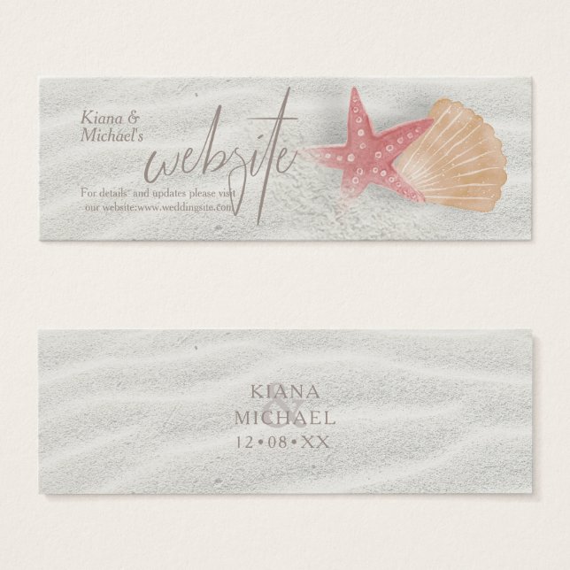 Vit Sands Starfish Bröllop webbplats Infoga ID605 Litet Visitkort (Framsida & baksida)
