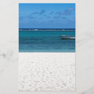 Vit sandstrand Flic en Flac Mauritius overloo Brevpapper