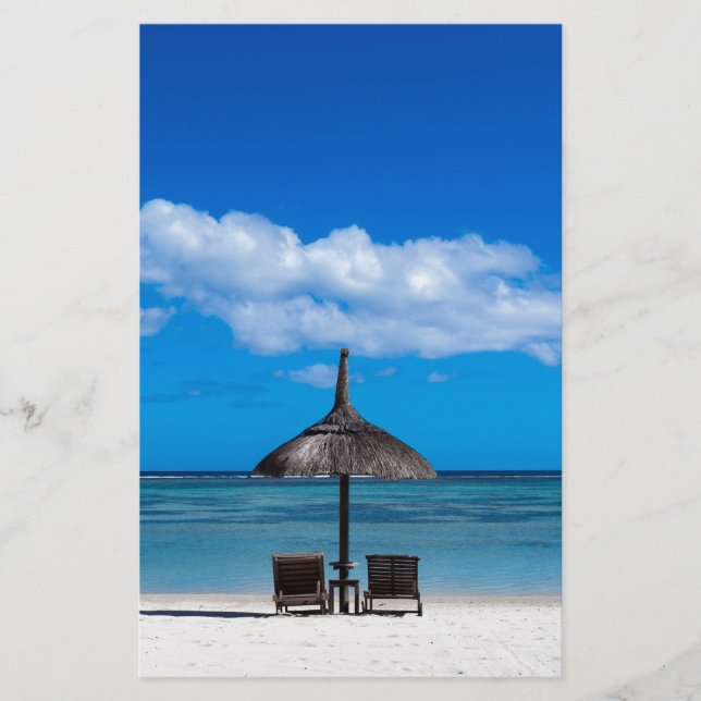 Vit sandstrand Flic en Flac Mauritius overloo Brevpapper (Framsida)