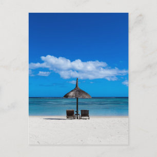 Vit sandstrand Flic en Flac Mauritius overloo Vykort
