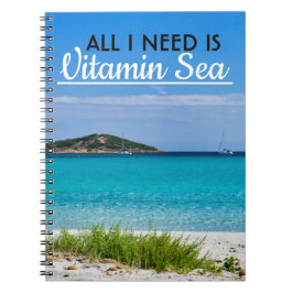 Vit sandstrand med turkos vatten vitaminhav anteckningsbok