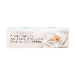 Vit sandstrand sjöstjärna Blå hav inbjudan Returadress Etikett