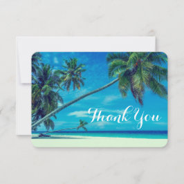 Vit Sandy Beach med Handflatan Träd Bröllop tack Inbjudningar
