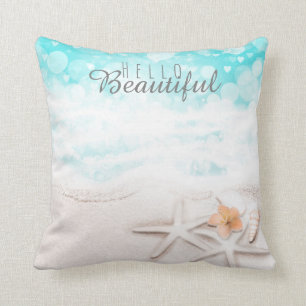 Vit Sandy Beach Starfish Blue Ocean Tropical C Kudde