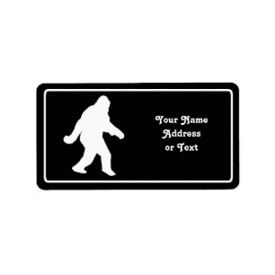 Vit Sasquatch Silhouette för Mörk bakgrunder Adressetikett