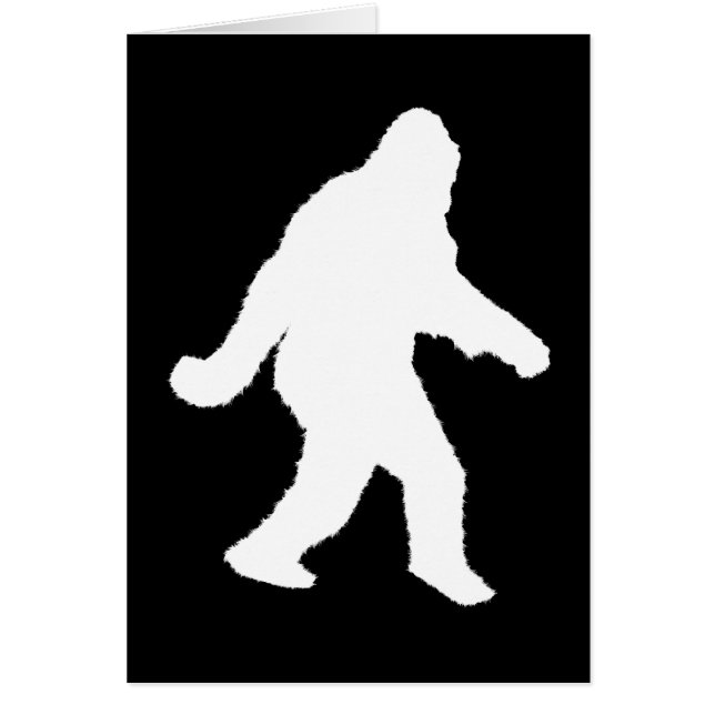 Vit Sasquatch Silhouette för Mörk bakgrunder Hälsningskort (Framsidan)