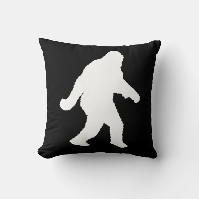 Vit Sasquatch Silhouette för Mörk bakgrunder Kudde (Framsida)