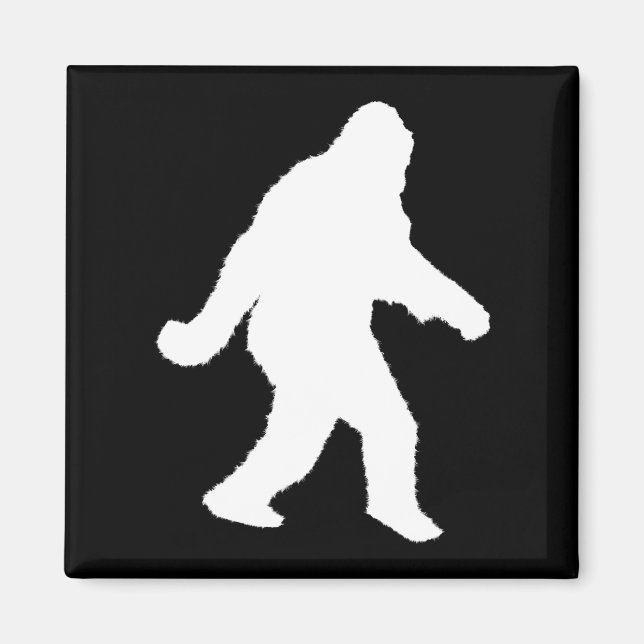 Vit Sasquatch Silhouette för Mörk bakgrunder Magnet (Framsidan)