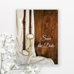 Vit Satin och Hästbett Bröllop Save the Date Meddelande Vykort
