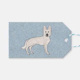 Vit schäferhund Vit GSD Söt Tecknad Hund Presentetikett