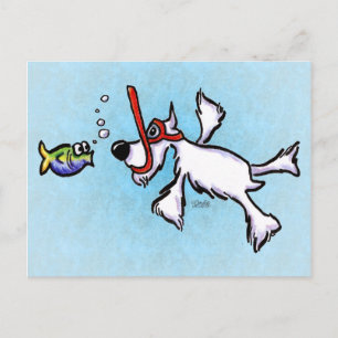 Vit Schnauzer snorklar utan koppel Art ™ Vykort