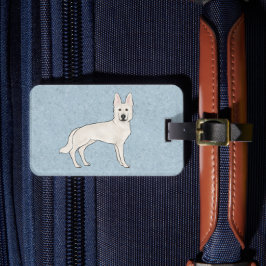 Vit schweizisk herdehund Söt seriehund Vit GSD Bagagebricka
