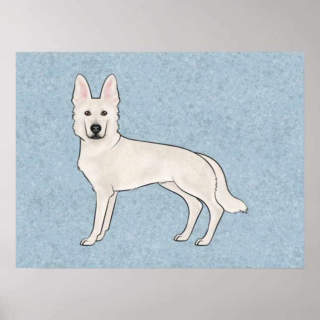 Vit schweizisk herdehund Vit GSD söt seriehund Poster (Framsidan)
