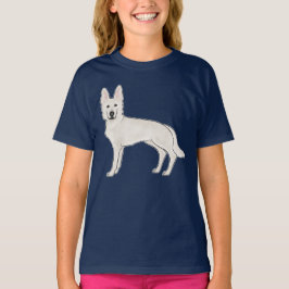Vit schweizisk schäferhund tysk schäferhund teckna t shirt