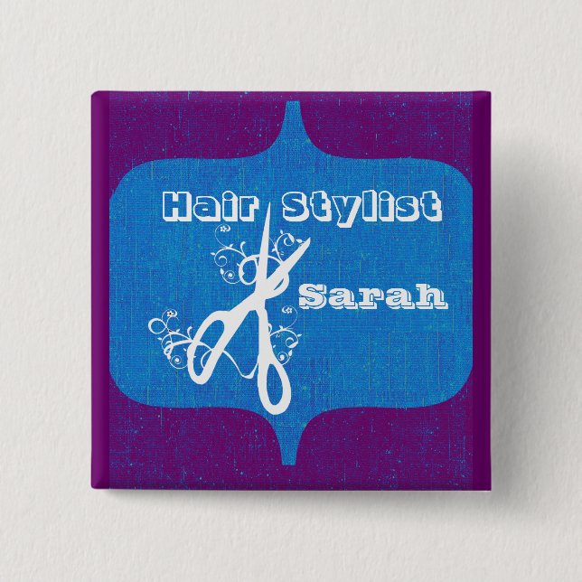 Vit Scissor virvlar runt salonger för Knapp (Framsida)