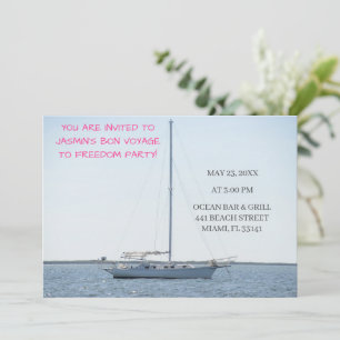 Vit segelbåt på Ocean Funny Bachelorette Boat Inbjudningar