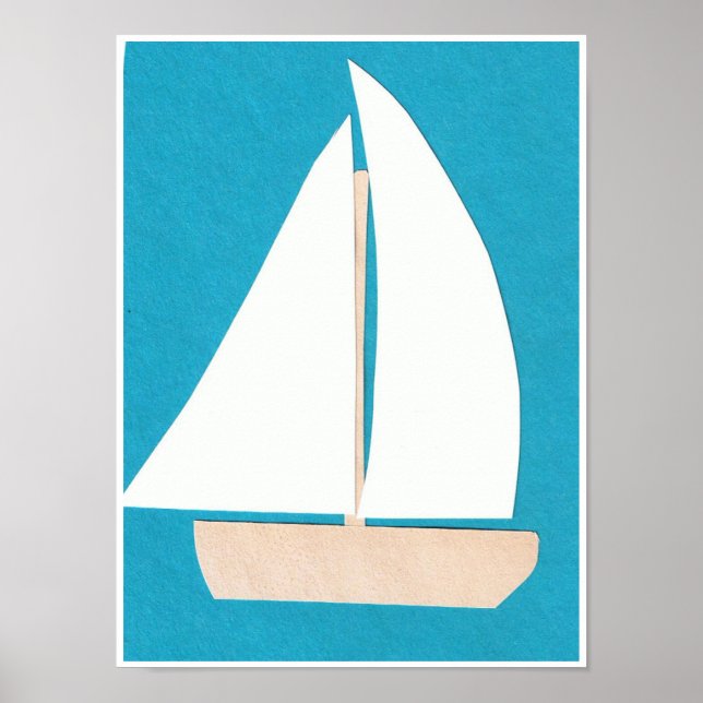 Vit segelbåt Poster (Framsidan)