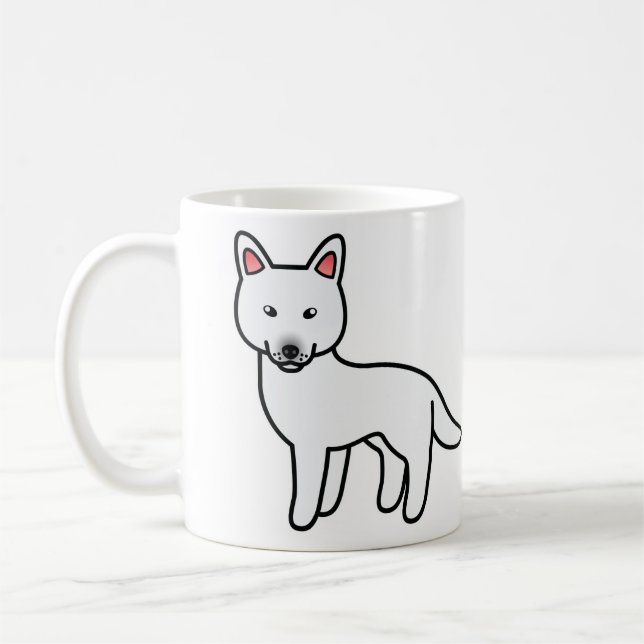 Vit serietecknad sibirisk huskyhund kaffemugg (Vänster)