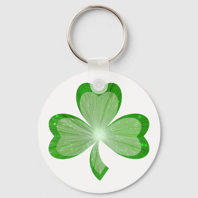 Vit Shamrock-nyckelkedja Nyckelring (Framsida)