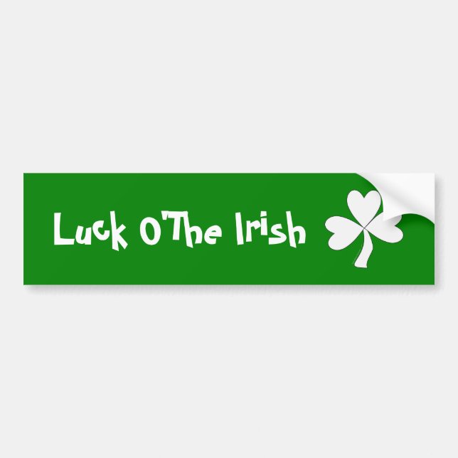 Vit Shamrock St. Patrick's Day Irländsk Lycka Bildekal (Framsidan)