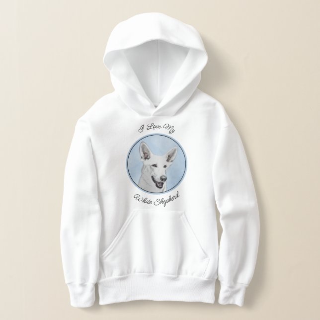 Vit Shepherd-målning - Söt Original Hundkonst T Shirt (Laydown)