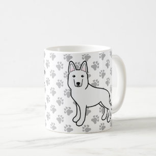 Vit Shepherd/Vit Tysk Shepherd Hund & Tassar Kaffemugg