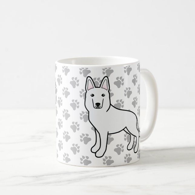 Vit Shepherd/Vit Tysk Shepherd Hund & Tassar Kaffemugg (Framsida höger)