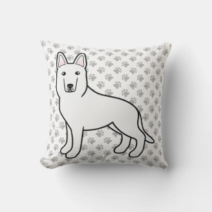 Vit Shepherd/Vit Tysk Shepherd Hund & Tassar Kudde