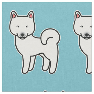 Vit Shiba Inu-mönster i tecknad stil Tyg