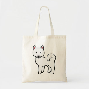 Vit Shiba Inu Serieteckning Hundillustration Tygkasse