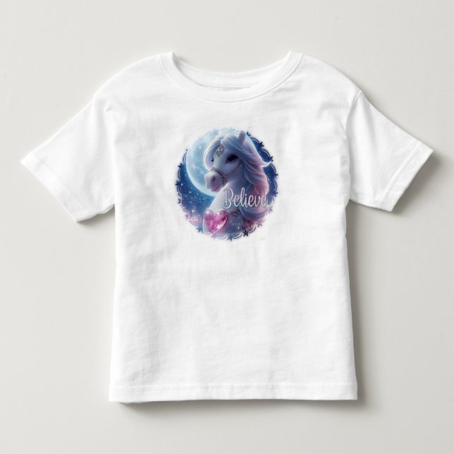 vit, shimmer-häst t-skjorta för baby t shirt (Framsida)