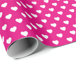 Vit Shock rosa Tiny Heart Patterned Wrapping Pappe Presentpapper