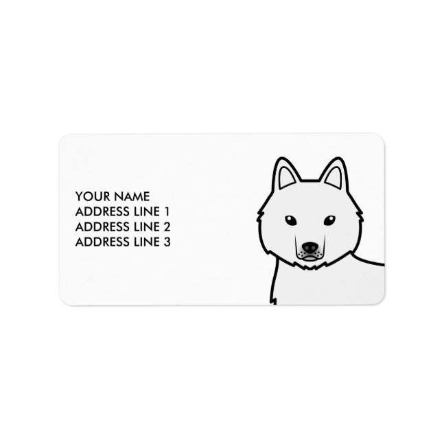 Vit Siberian Husky Hund & Anpassad Text Adressetikett (Framsidan)