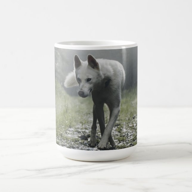 Vit Siberian Husky Kaffemugg (Center)