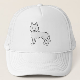 Vit Siberian Husky Söt Tecknad Hund Truckerhatt Keps