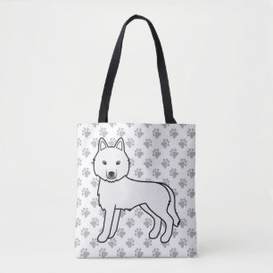 Vit Siberian Husky Tecknad Hund & Tassar Tygkasse