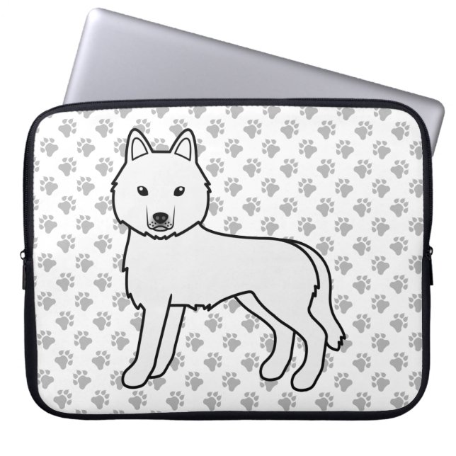 Vit sibirisk husky söt seriehund laptop fodral (Framsidan)