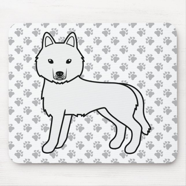 Vit sibirisk husky söt seriehund musmatta (Framsidan)