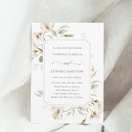 Vit sida Elegant Blommigt Bröllop Inbjudningar