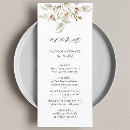Vit sida  Elegant Blommigt Bröllop Menu Meny