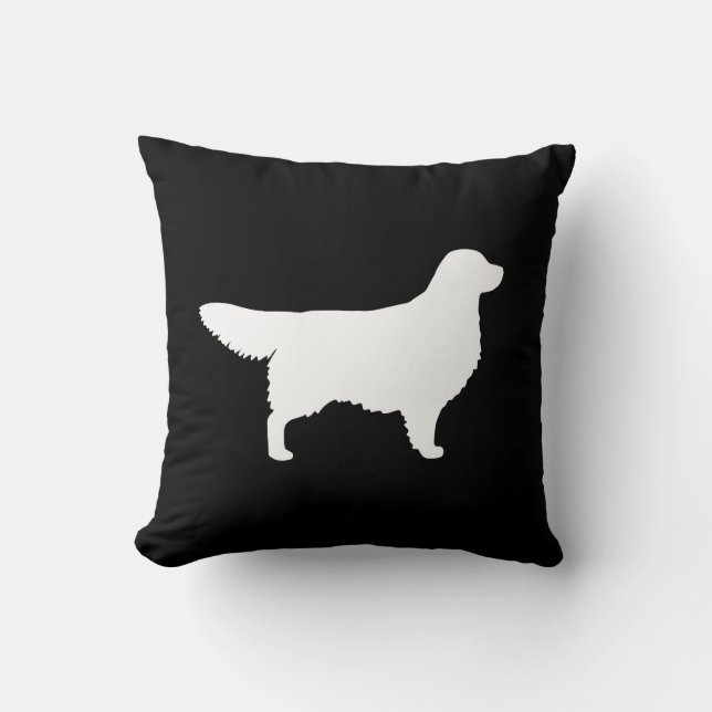 Vit silhouette av golden retriever kudde (Framsida)