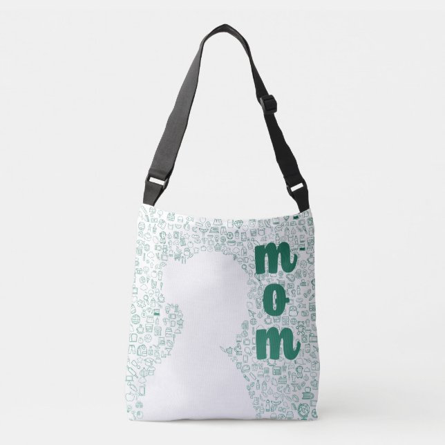 Vit Silhouette med Mamma Tote Bag Axelväska (Framsida)