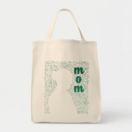 Vit Silhouette med Mamma Tote Bag Tygkasse