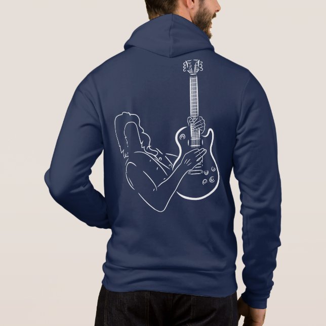 Vit silhuett av guitarist med basguitar t shirt (Baksida)
