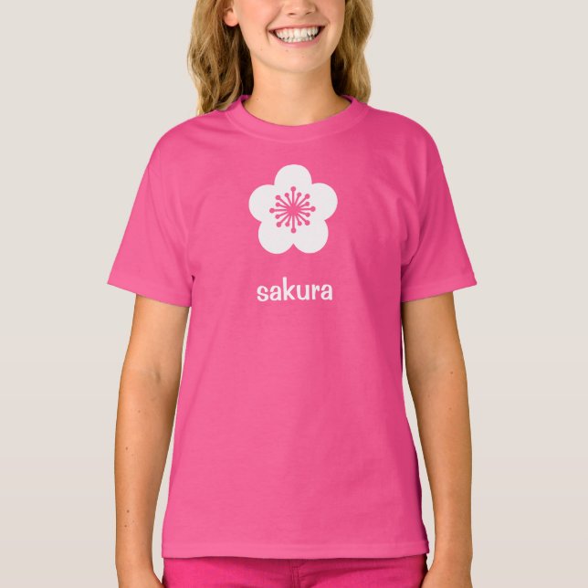 Vit silhuett av Sakura-blomma T Shirt (Framsida)