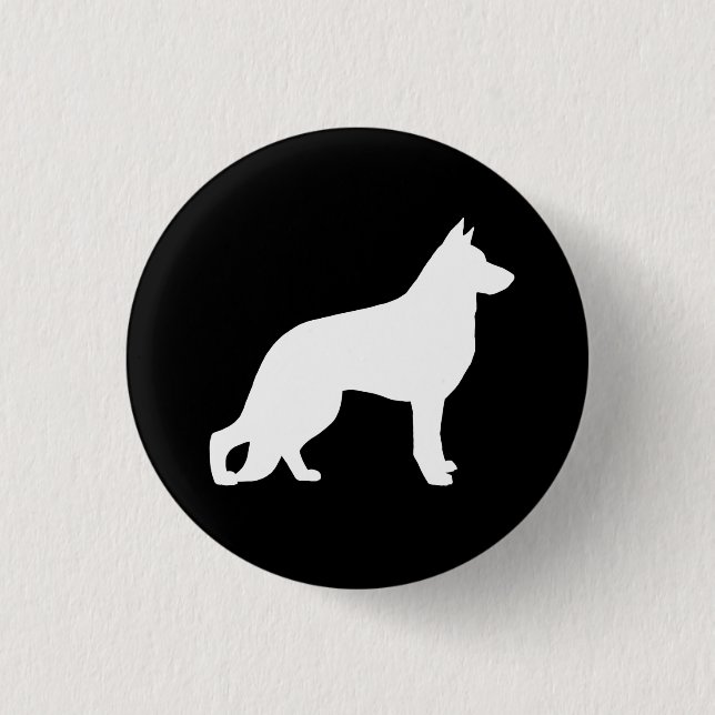 Vit silhuett av tysk schäferhund knapp (Framsida)