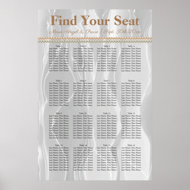 Vit Silke med Orange med ljusa sittdiagram Poster (Framsidan)