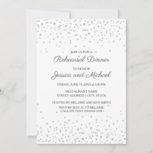 Vit Silver Diamant Glitter Bröllopsrepetition Inbjudningar